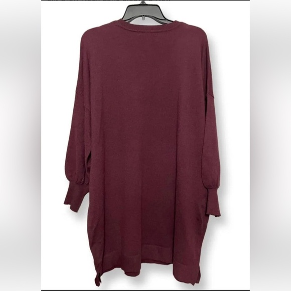BB Dakota Womens Sweater Dress Red Burgundy Slit Crew Neck Long Sleeve Small - Picture 3 of 10